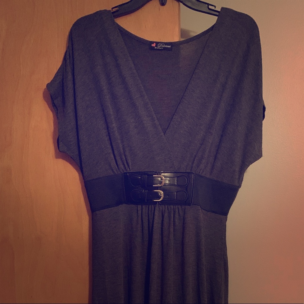Floor length dress.